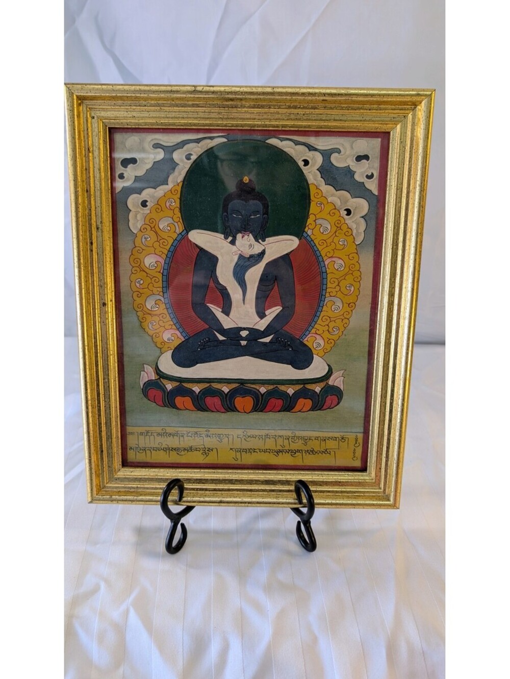 Original Tibetan Thangka Painting Samantabhadra Yab Yum Buddha Buddhist Framed